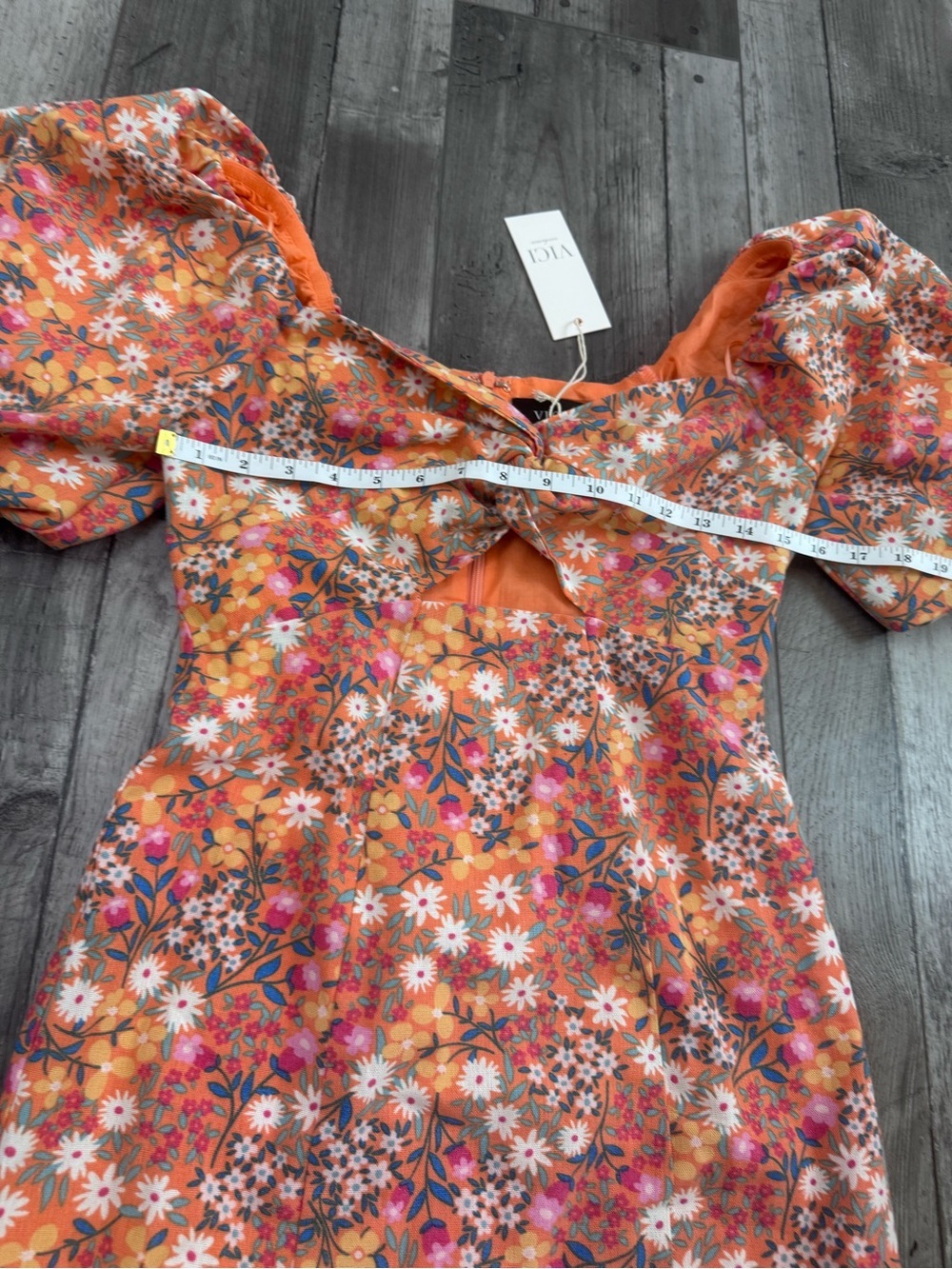 Vici Cut Out Sleeveless Dress Floral Puff Linen Blend Short Sleeve Small NEW NWT - Picture 5 of 9